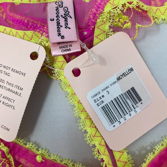 Agent Provocateur Connie Pink Yellow 36D/3 Set NWT - Picture 12 of 12